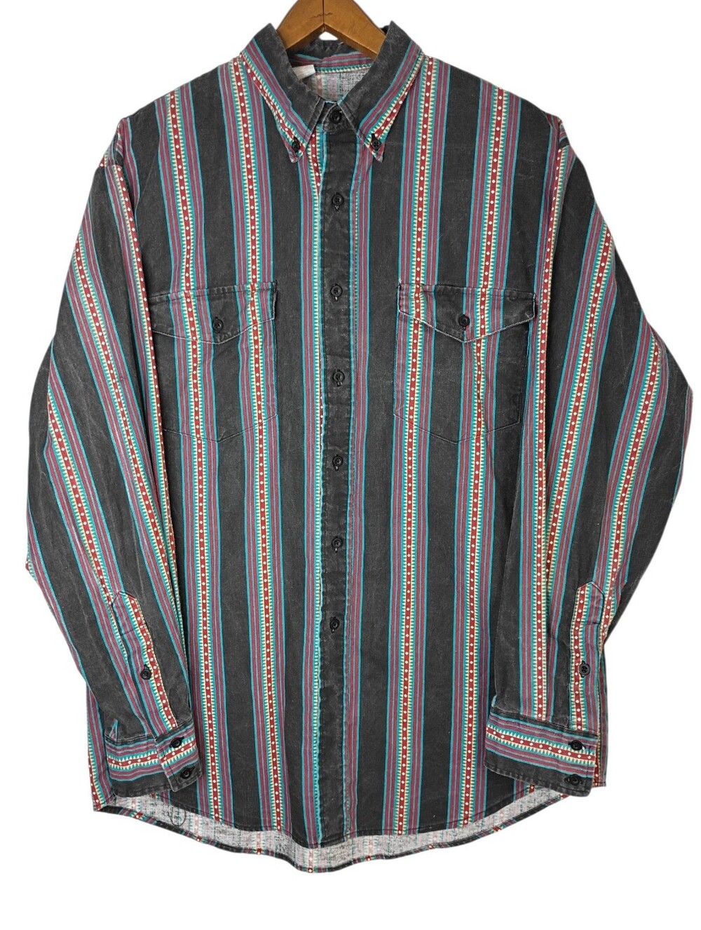 Vintage Karman Western Men's Shirt Sz XL Cotton Button Front Multicolored